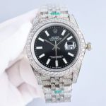 ROLEX Imported 8215  Diamond-in Black White Blue 42MM Watch